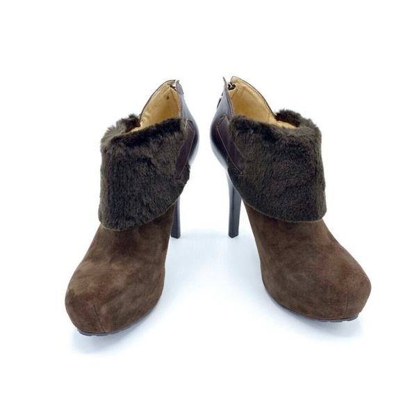 NEW Guess Ankle Boots Suede Stiletto Faux Fur 9.5 - Picture 2 of 8